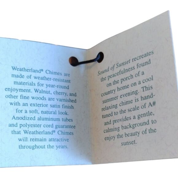 Weatherland-Sound Of Sunset In Black Walnut Wind Chime NWT For Front Porch Use! - Picture 6 of 6